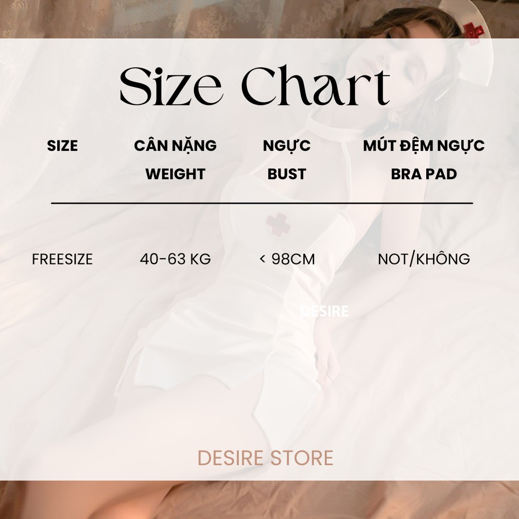 Desire Store, Bộ đồ ngủ Cosplay y tá đầy đủ phụ kiện sexy gợi cảm DESIRE VN-8808 image 8 of 10