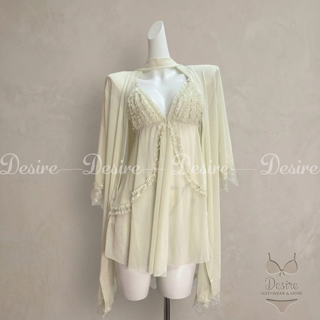 Desire Store, Set Váy Ngủ Voan Mỏng Phối Ren Nhún Bèo Sang Chảnh - Váy Ngủ Gợi Cảm Cao Cấp DESIRE B185 - Set Xanh, M ( 40-60Kg) image 25 of 26