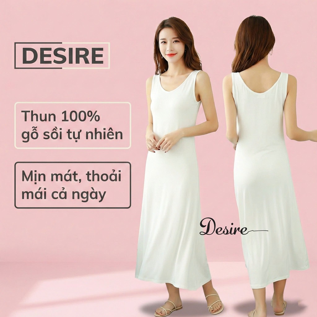 Desire Store, Đầm thun sát nách vải modal (Gỗ sồi) dáng ôm cổ tim mịn mát mùa hè BTM-1012 image 9 of 26
