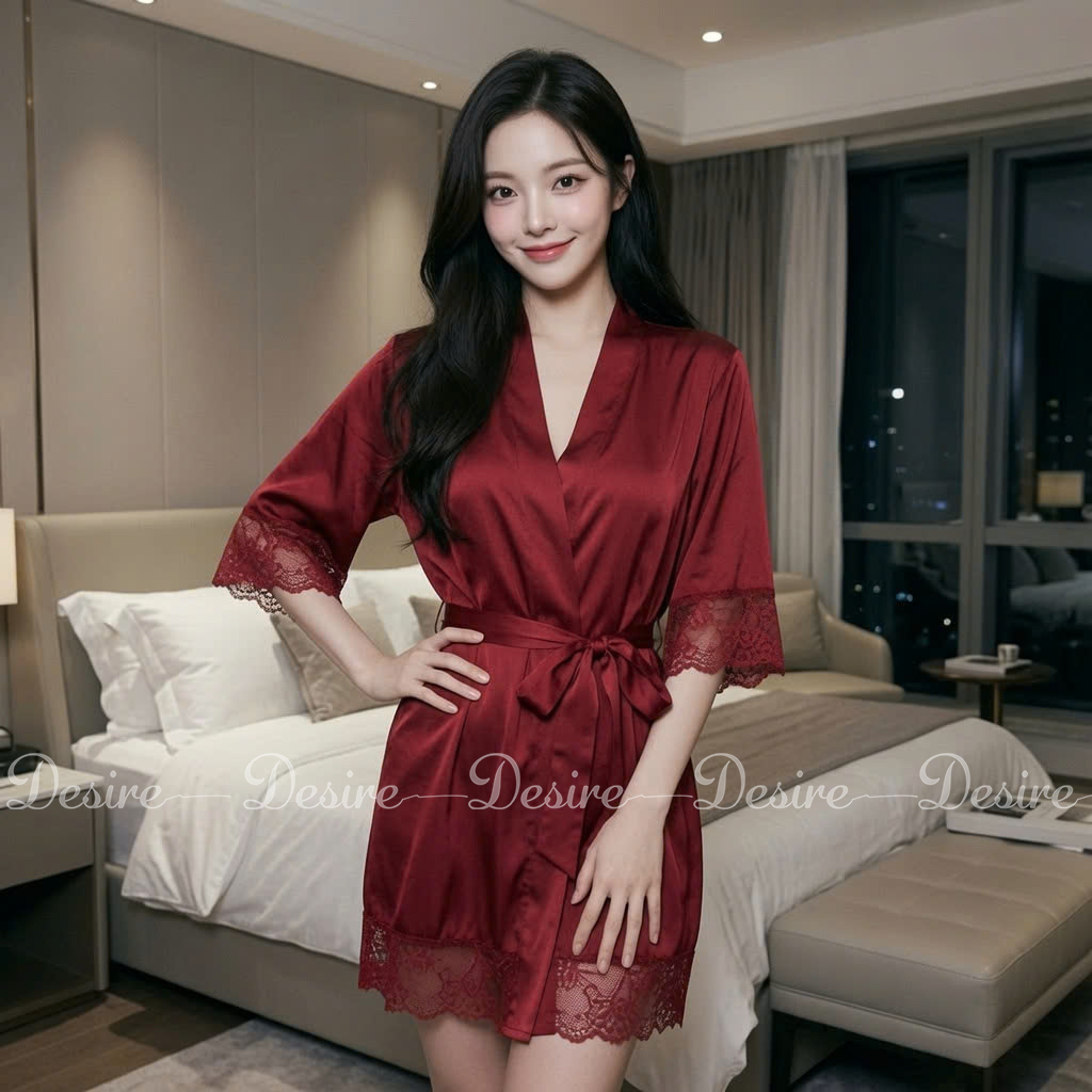 Desire Store, Áo choàng ngủ lụa sang trọng (Ko kèm Váy) Áo choàng cô dâu Bride VN-245 image 5 of 12