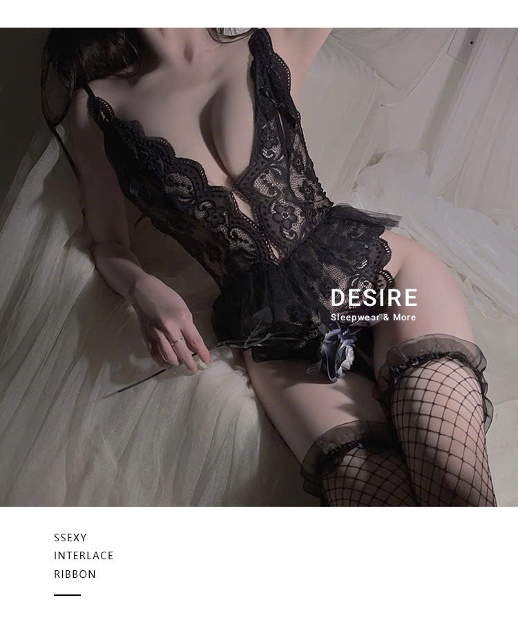 Desire Store, Váy Ngủ Liền Thân Bodysuit Ren Hở Đáy Gợi Cảm DESIRE VN-4115-1 image 2 of 9