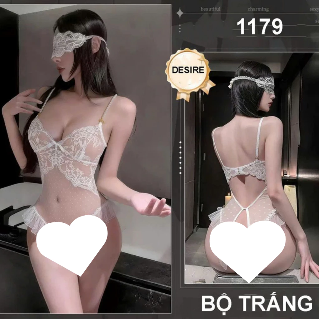 Desire Store, 1179 Váy ngủ liền thân - Bodysuit ren xẻ đáy sexy gợi cảm Hàng QC loại 1 cao cấp DESIRE - 1179 Trắng, L (60-70kg) image 16 of 16