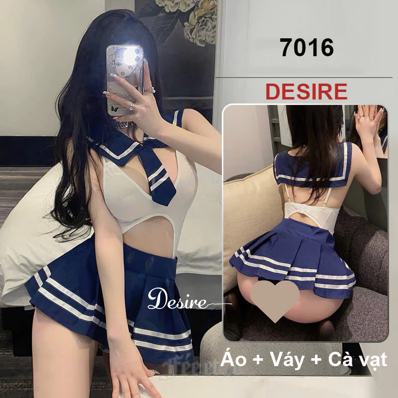 Desire Store, Bộ Cosplay Cô Nữ Sinh gợi cảm - Bodysuit kèm chân váy quyến rũ DESIRE 91331 - Set không tất image 8 of 9