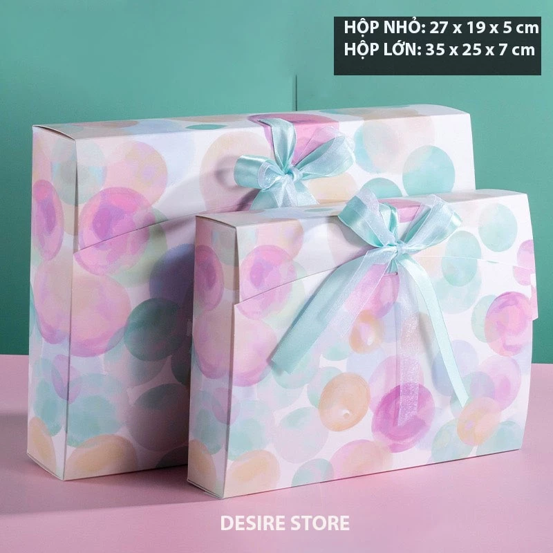 Desire Store, Hộp quà sang trọng hoạ tiết tranh sơn dầu hình chữ nhật hộp quà thắt nơ lụa túi quà - Hộp quà kiểu 4, 27 x 19 x 5 CM image 10 of 19
