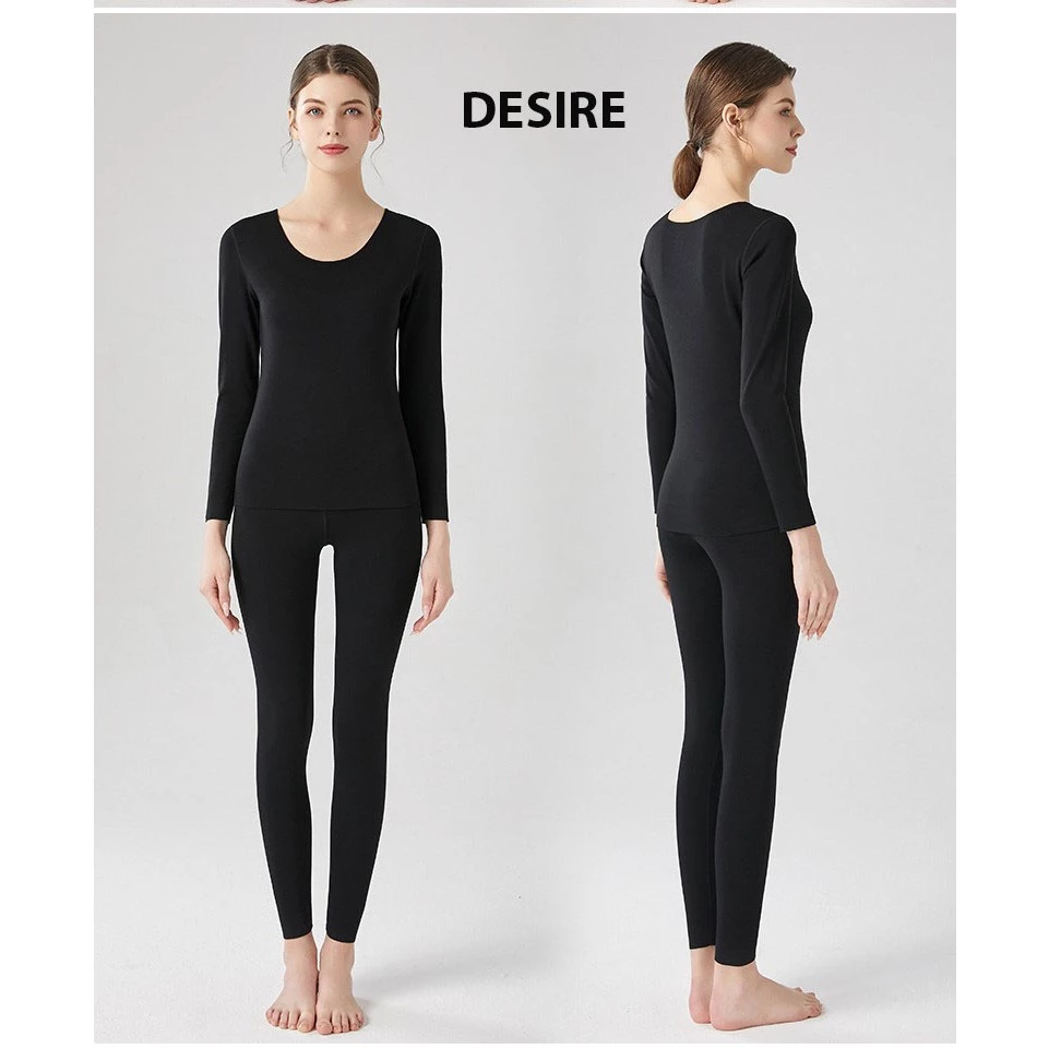 Desire Store, Đồ bộ giữ nhiệt nữ giới mùa đông siêu nhẹ ấm áp vải Nhung lót Len Cashmere không đường viền AGN-002 image 6 of 23