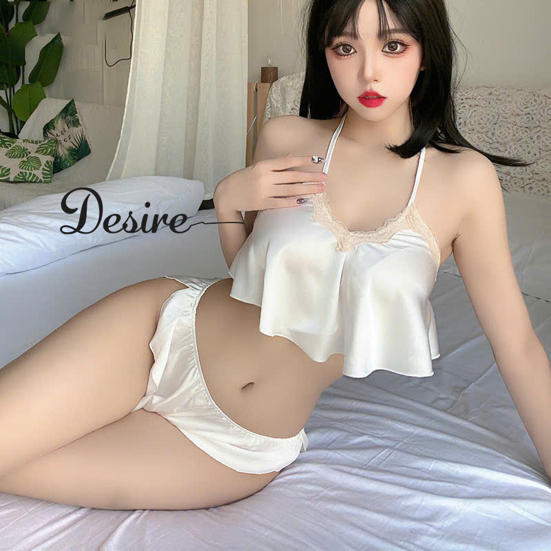 Desire Store, Đồ Bộ Ngủ Lụa Satin Thiết Kế Cổ Yếm Phối Ren Sang Chảnh - Bộ Mặc Nhà 2 Dây Sexy Tôn Dáng DESIRE 8399-1 image 6 of 14
