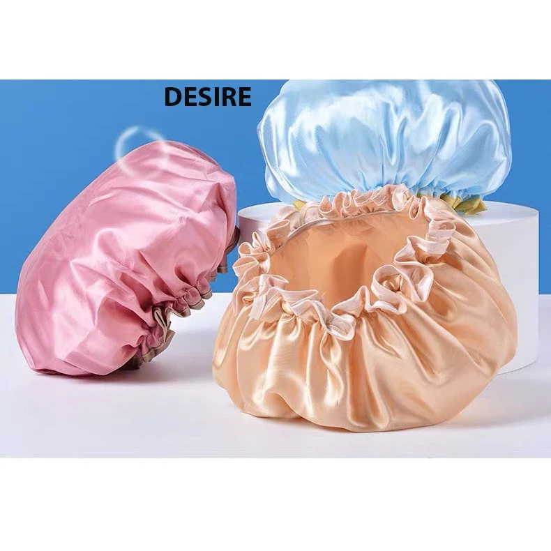 Desire Store, Mũ tắm, mũ ủ tóc Lụa satin bóng 2 lớp dày dặn chống thấm nước tốt TT-001 image 4 of 13