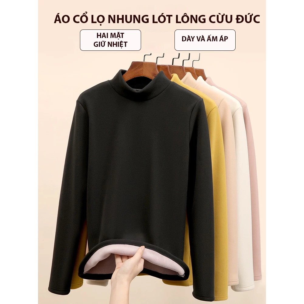 Desire Store, Áo cổ lọ chất Nhung lót lông cừu Đức dày cổ áo 4 phân giữ nhiệt mùa đông ấm áp DESIRE H2168 image 2 of 11