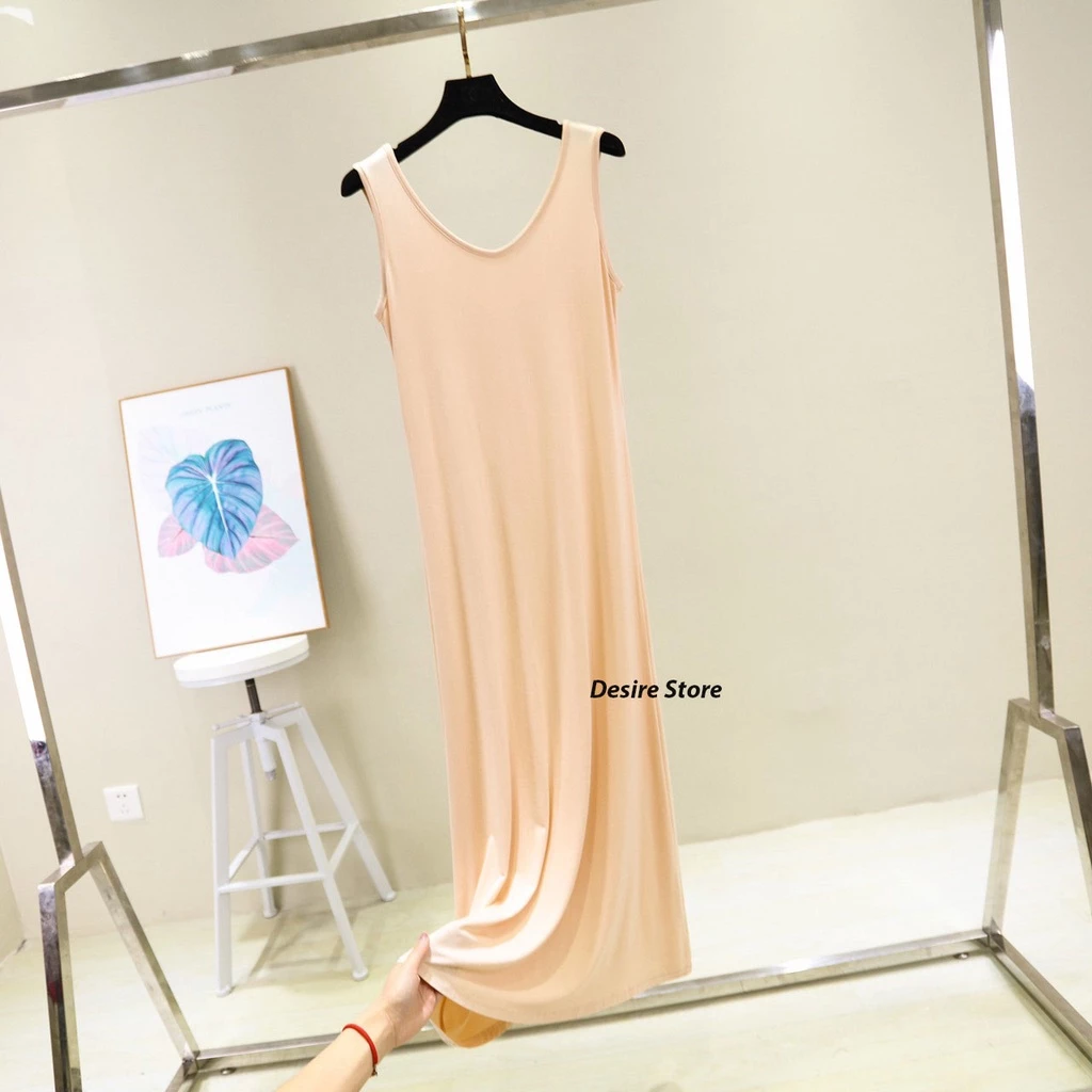 Desire Store, Đầm thun sát nách vải modal (Gỗ sồi) dáng ôm cổ tim mịn mát mùa hè BTM-1012 - Nude 114cm, L ( 49-55 KG) image 18 of 18