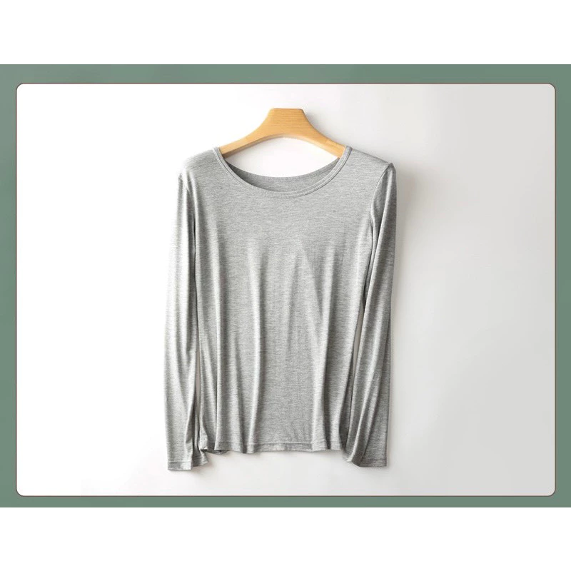 Desire Store, Bộ đồ thun ôm Vicose ủ kem chống nắng mùa hè, mặc lót giữ nhiệt mùa thu, mặc ngủ, mặc nhà đa dụng QN-07 - Áo xám #601, M image 19 of 21