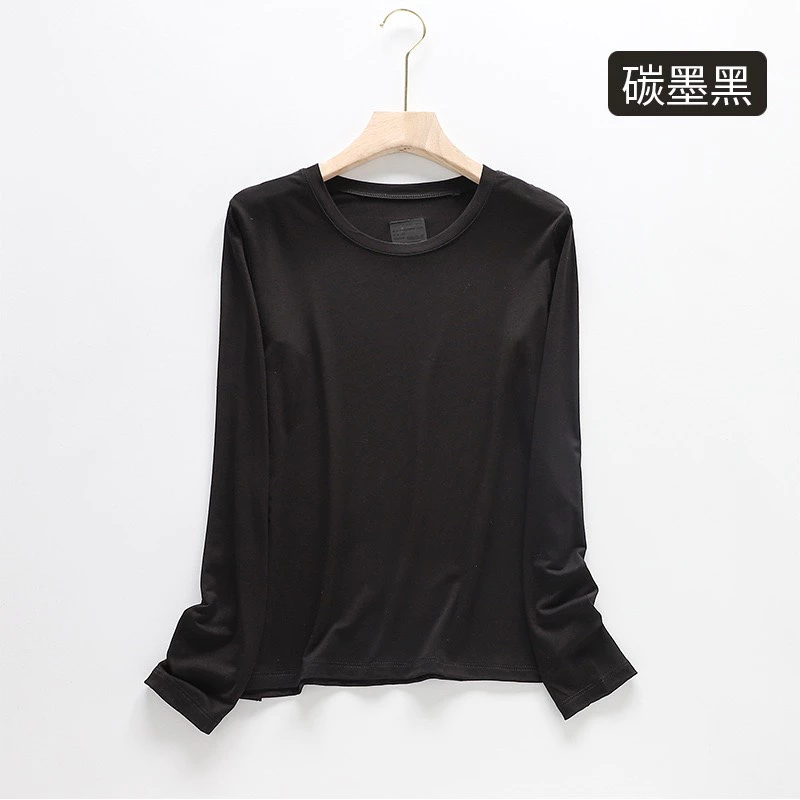 Desire Store, Áo thun dài tay nữ cổ tròn chất thun modal mịn lạnh co giãn phong cách mùa thu DESIRE A140 - Đen, Onesize <55kg image 10 of 14