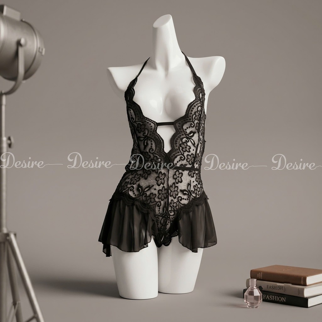 Desire Store, Váy ngủ ren liền thân Bodysuit quần chip xẻ đáy phong cách gợi cảm sexy Desire VN-8411 image 9 of 14