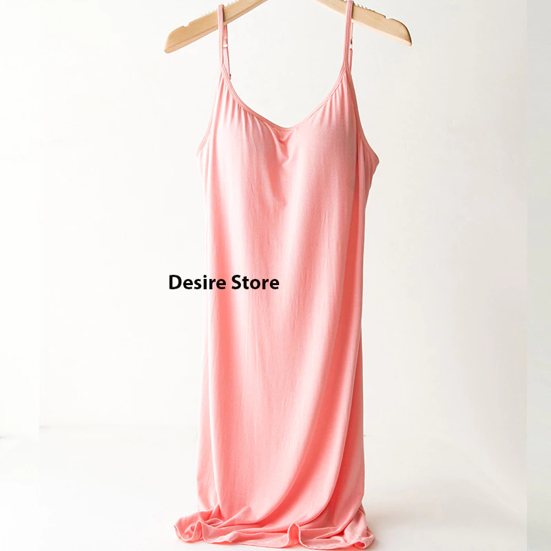Desire Store, Váy đầm hai dây thun Vicose mềm mịn có đệm mút ngực và tăng đơ DESIRE VNN-0072 - Hồng, XXL image 14 of 15