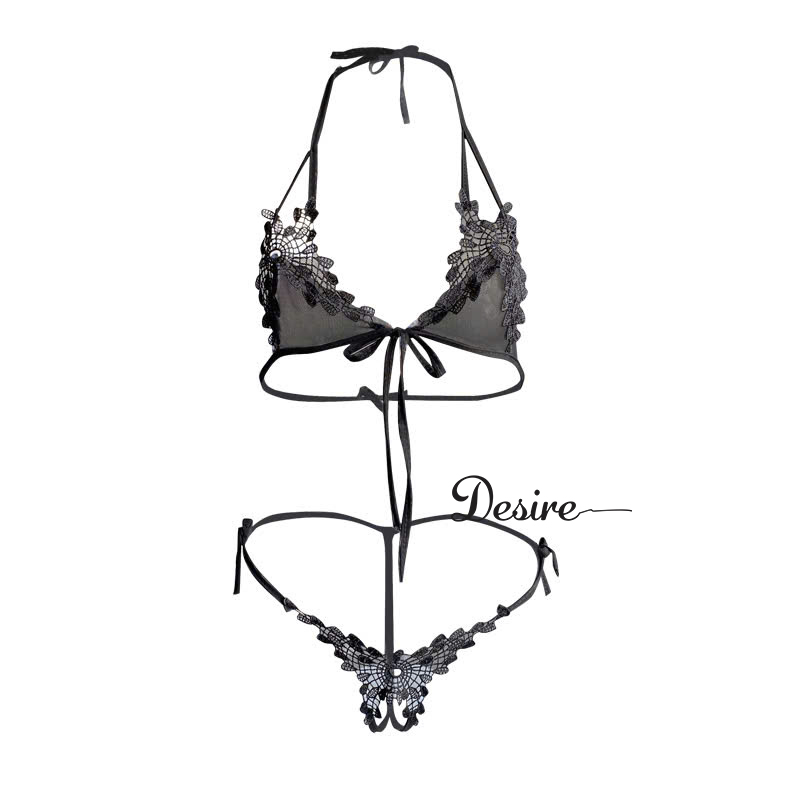 Desire Store, Bộ đồ lót ren cột dây ren xuyên thấu Bigsize DESIRE VN-2056 image 8 of 12