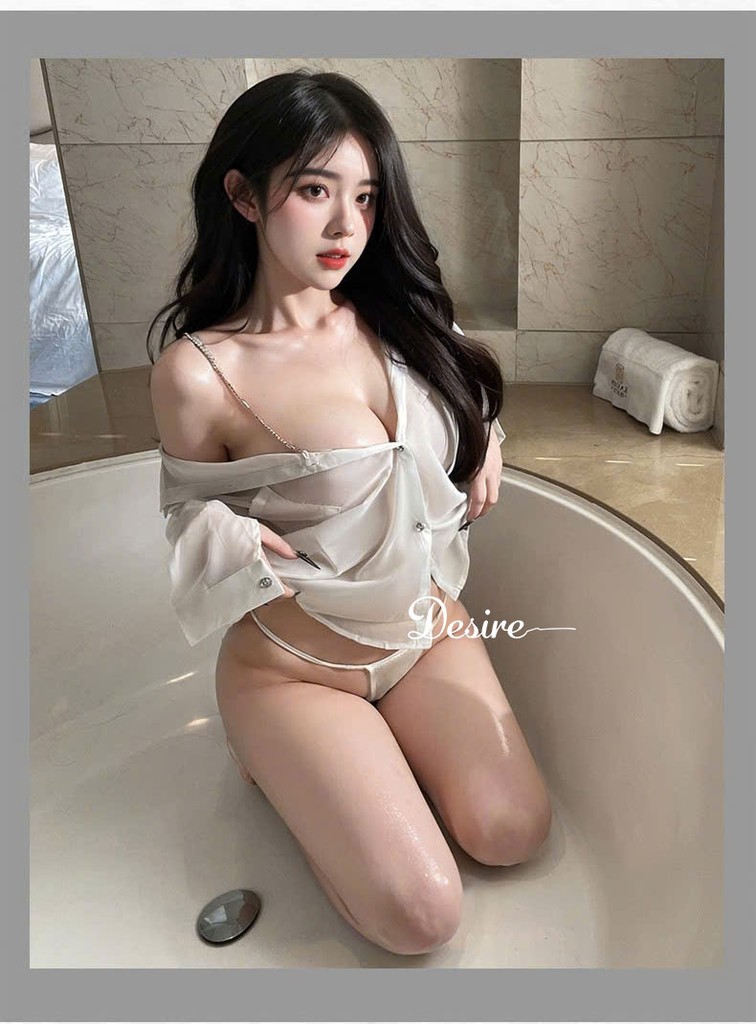 Desire Store, Áo Sơ Mi Ngủ Nữ Xuyên Thấu Mỏng Quyến Rũ - Đồ Ngủ Sơ Mi Voan Sexy Cao Cấp (Kèm Quần Chip) DESIRE VN-8476 image 4 of 11