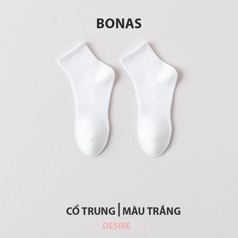 Desire Store, Tất len unisex nam nữ chính hãng BONAS Style Nhật Bản chất đẹp cao cấp phong cách đơn giản sang trọng MW 1837 - Trắng cổ trung image 14 of 18