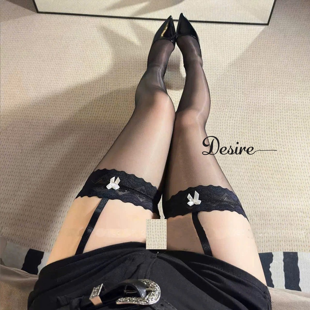 Desire Store, Tất lưới nữ kèm đai phối ren nơ phong cách gợi cảm sexy cosplay phòng the DESIRE 7050 - Đen đai đen image 18 of 23