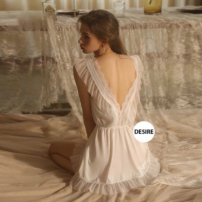 Desire Store, Váy đầm ngủ lụa cổ V cánh tiên gợi cảm sexy hàng loại 1 DESIRE VN-1480 image 6 of 12