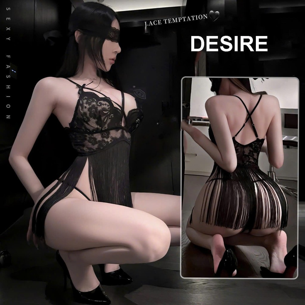 Desire Store, 9539 Váy ngủ ren tua rua sexy - Đầm ngủ hai dây hot girl xuyên thấu gợi cảm DESIRE image 2 of 16