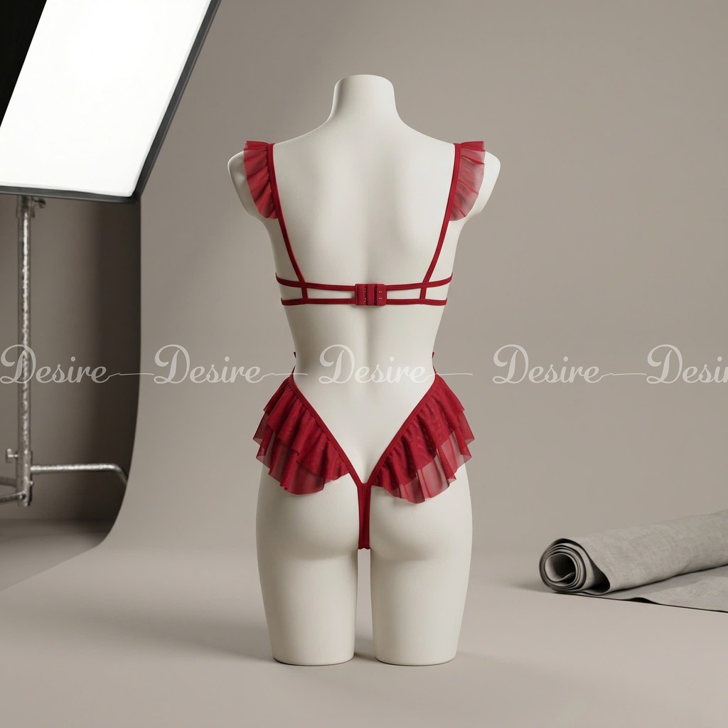 Desire Store, Bộ váy ngủ liền thân Bodysuit chất ren tay áo cánh tiên quần hở đáy sexy gợi cảm VN-8640 image 8 of 13