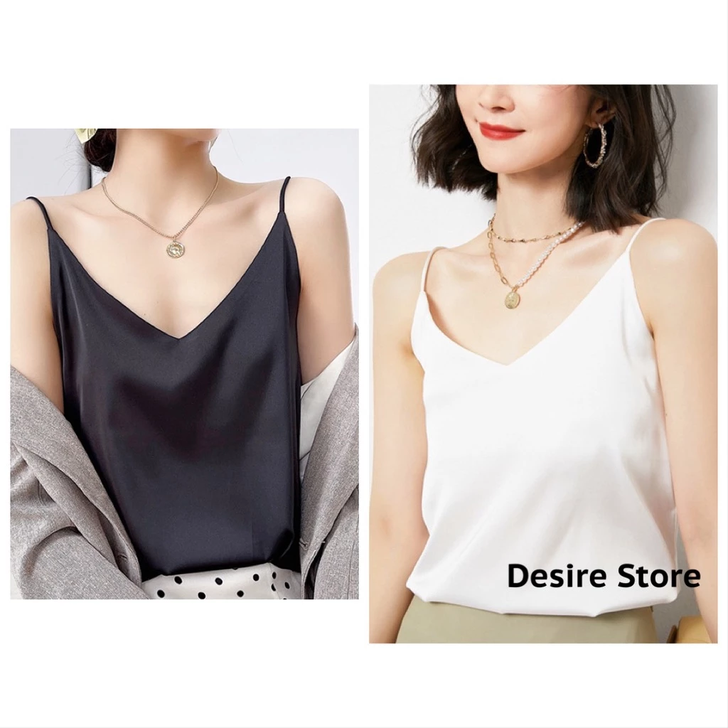 Desire Store, Áo hai dây lụa mềm mát mặc cùng Blazer hoặc Vest AN-01 - Hồng nhạt, M (40-50kg) image 9 of 15