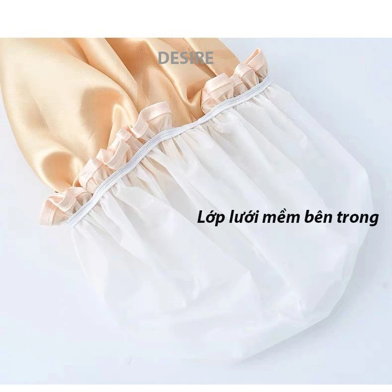 Desire Store, Mũ tắm, mũ ủ tóc Lụa satin bóng 2 lớp dày dặn chống thấm nước tốt TT-001 image 2 of 13
