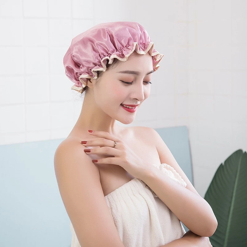 Desire Store, Mũ tắm, mũ ủ tóc Lụa satin bóng 2 lớp dày dặn chống thấm nước tốt TT-001 image 7 of 13