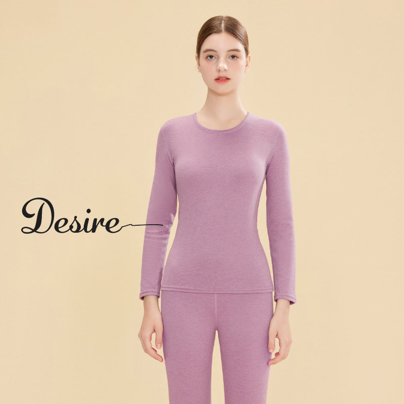 Desire Store, Đồ bộ giữ nhiệt mùa đông siêu nhẹ ấm áp vải Nhung lót Len Cashmere có đường viền dành cho nữ giới ZYOS AGN-003 - Tím nhạt có viền, 3XL image 13 of 14
