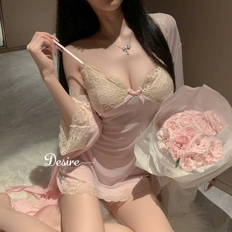 Desire Store, Set Váy ngủ ren, Áo choàng và Quần lót ren DESIRE VN-1078 image 8 of 15