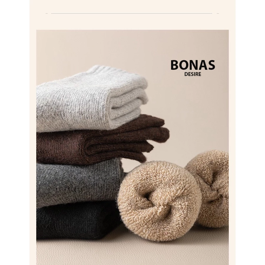 Desire Store, Combo Tất len dày siêu ấm chính hãng BONAS Style Nhật Bản phong cách đơn giản sang trọng MW-1884 image 3 of 14