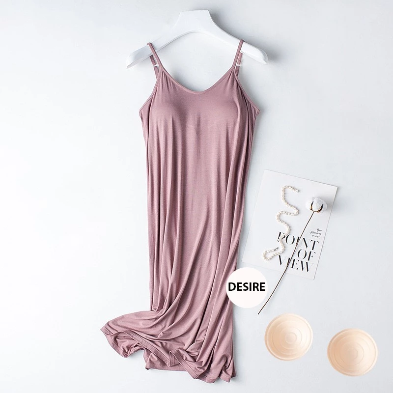 Desire Store, Váy đầm hai dây dáng dài sợi Vicose mềm mịn có đệm mút ngực DESIRE VN-077-1 - Hồng, XL image 11 of 13