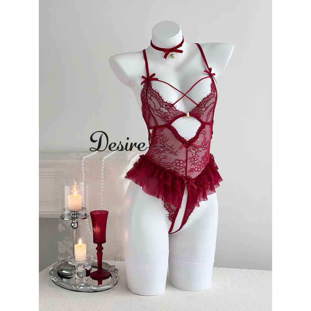 Desire Store, Bộ váy ngủ liền thân Bodysuit ren hở đáy sexy gợi cảm DESIRE VN-1114 image 8 of 13