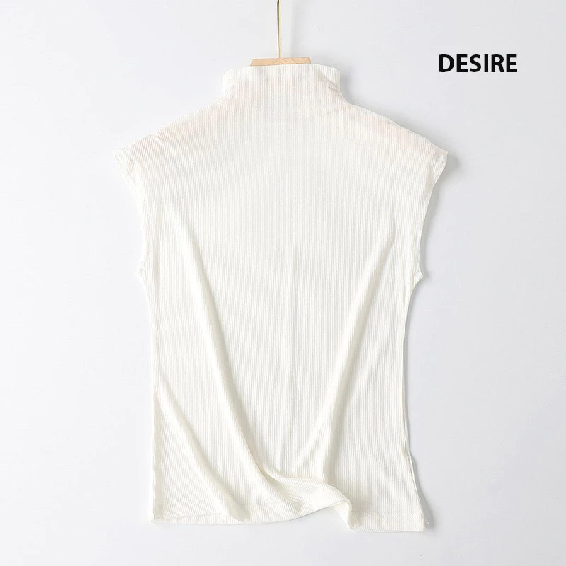 Desire Store, Áo thun cổ lọ ngắn tay thun Modal gân mềm DESIRE A112 - Trắng, L (45-55 KG) image 13 of 14