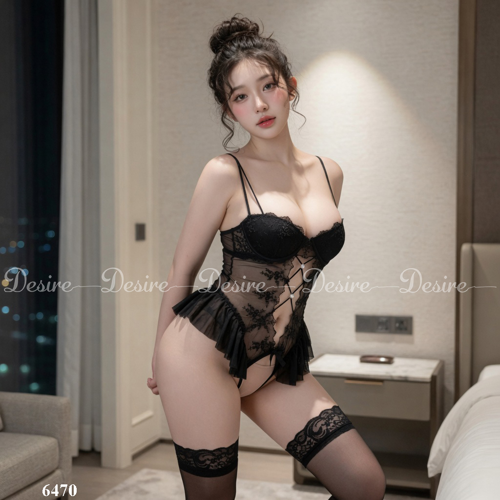 Desire Store, Bộ Bodysuit ren có gọng ngực - Đồ ngủ liền thân xẻ đáy sexy quyến rũ hàng loại 1 DESIRE 6470 (Sexy, alluring open-crotch lace bodysuit with underwire DESIRE 6470) image 20 of 29
