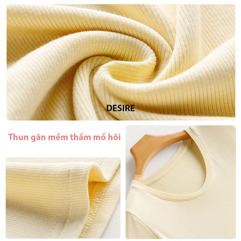 Desire Store, Áo thun nữ trơn ngắn tay thun gân DESIRE loại đẹp cổ tròn mịn mát mùa hè AN-07 image 9 of 13