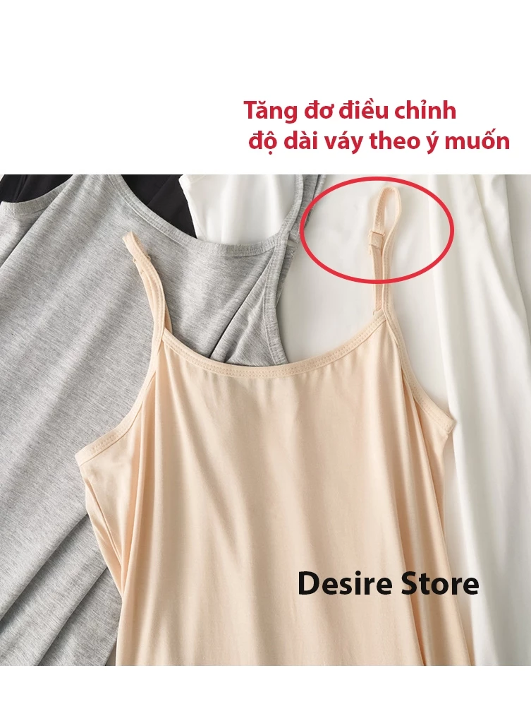 Desire Store, Váy hai dây Váy mặc lót chất thun modal (Gỗ sồi) dáng ôm body cổ ngang có TĂNG ĐƠ điều chỉnh DESIRE VN-062 image 16 of 30