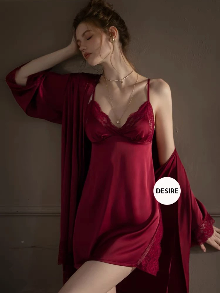 Desire Store, Set Váy và áo choàng ngủ lụa Satin cao cấp mềm mại VN-245 image 4 of 10