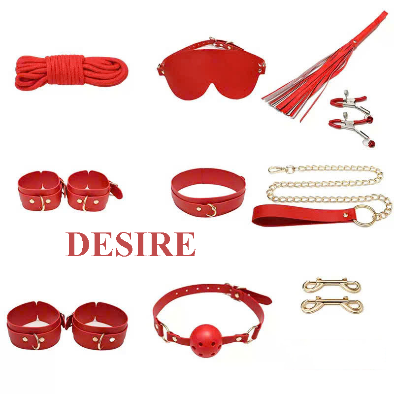 Desire Store, Bộ đồ chơi BDSM 10 món - Đồ chơi tình dục DESIRE 202459 (10-Piece BDSM Toy Set - DESIRE 202459 Sex Toys) - Combo đỏ tươi image 3 of 4