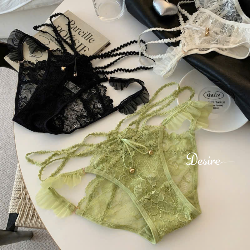 Desire Store, Quần Lót Ren Nữ Lưng Dây Đan Phối Bèo Voan Đính Chuông Xinh Xắn  image 4 of 6