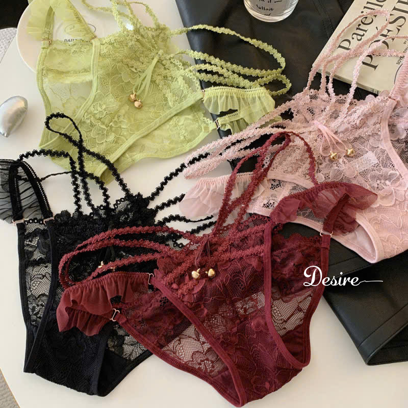 Desire Store, Quần Lót Ren Nữ Lưng Dây Đan Phối Bèo Voan Đính Chuông Xinh Xắn  image 5 of 6