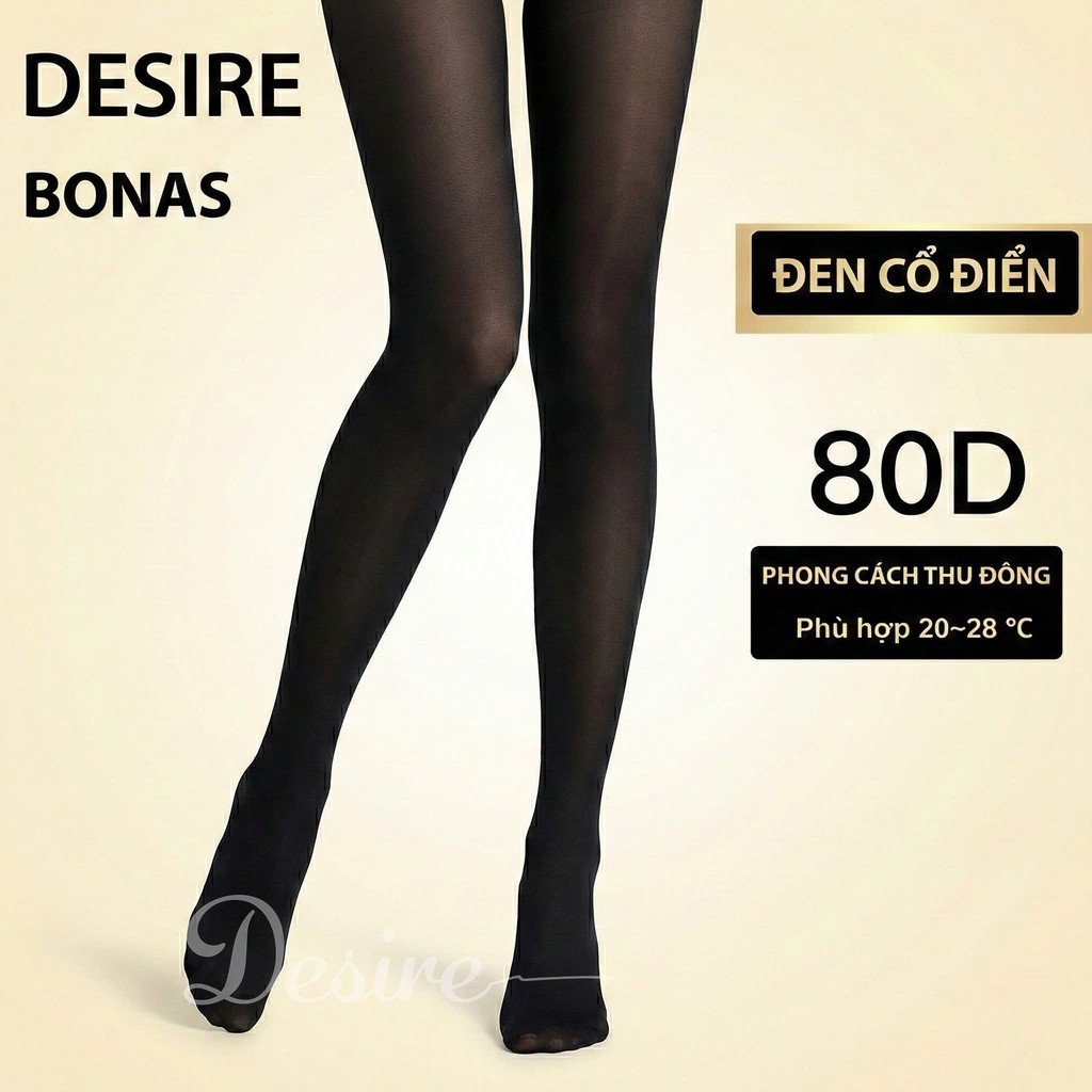 Desire Store, Quần tất BONAS CHÍNH HÃNG màu đen da 0D 15D 80D 200D siêu mỏng tự nhiên thon gọn chân chống tĩnh điện T-006 - 80D - ĐEN (20-28°C) image 31 of 41