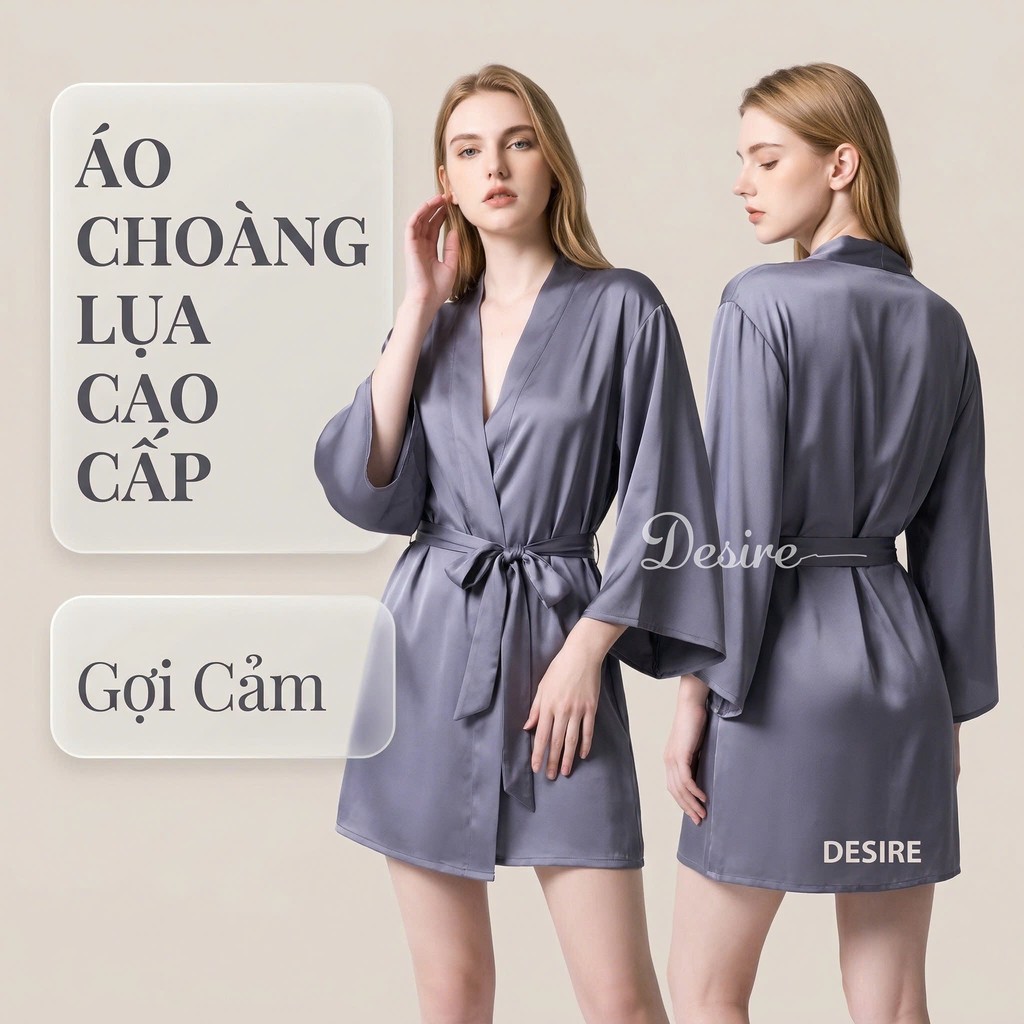Desire Store, Áo choàng ngủ lụa cao cấp Áo choàng cô dâu gợi cảm Bride hàng loại 1 chính hãng Guiruo VN-1690 image 2 of 17