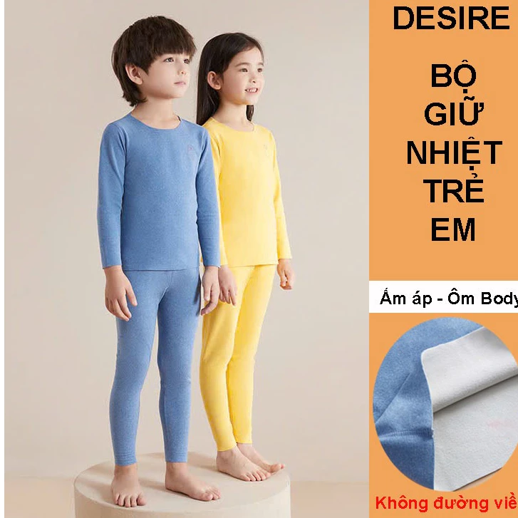 Desire Store, Đồ bộ giữ nhiệt trẻ em không đường viền chất liệu Nhung lót sợi nhiệt Derong siêu nhẹ mềm mại ấm áp DGN-004 image 1 of 12