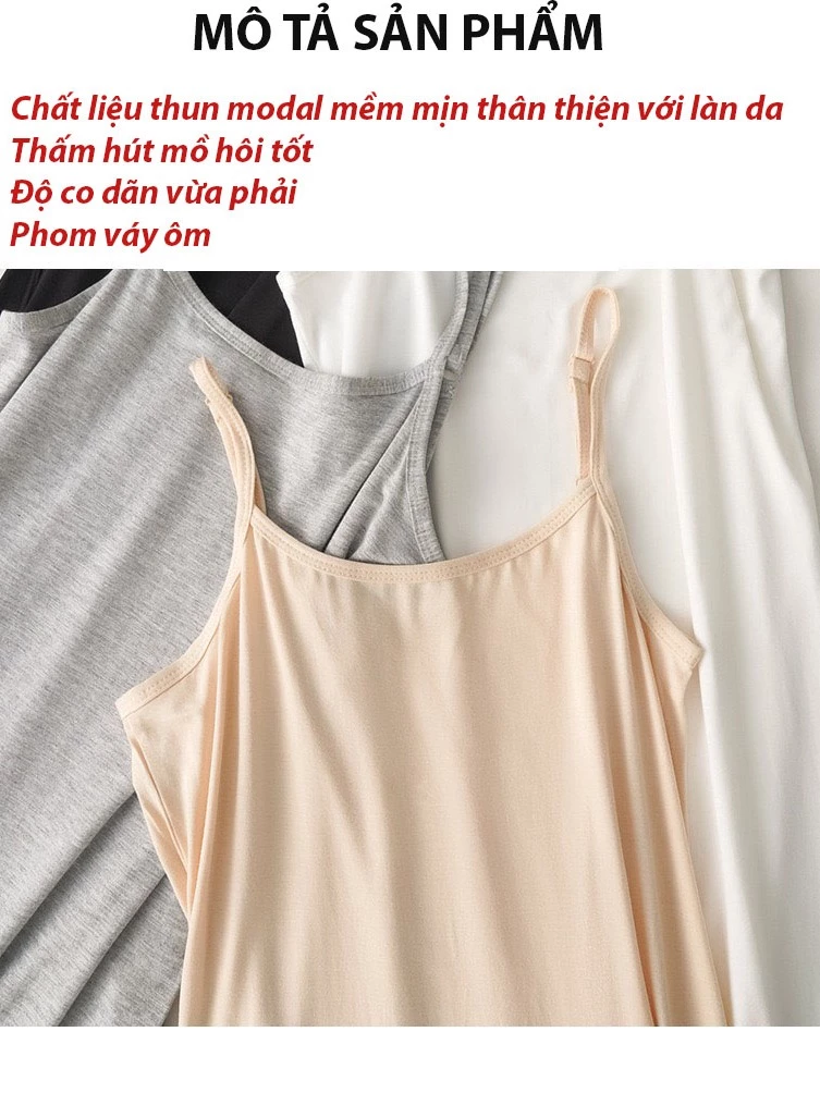 Desire Store, Váy hai dây Váy mặc lót chất thun modal (Gỗ sồi) dáng ôm body cổ ngang có TĂNG ĐƠ điều chỉnh DESIRE VN-062 image 17 of 30