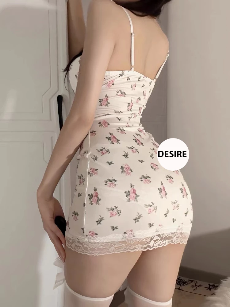 Desire Store, Váy ngủ mặc nhà chất thun hoạ tiết hoa DESIRE VN-8898 image 4 of 10