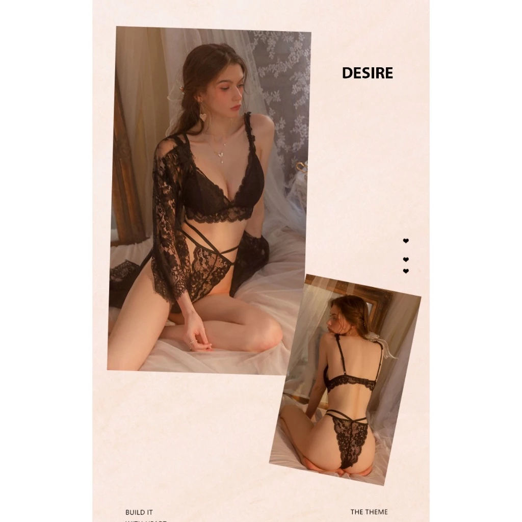 Desire Store, Bộ đồ lót ren gợi cảm chất ren xịn sexy có mút ngực VN-19018 image 6 of 7