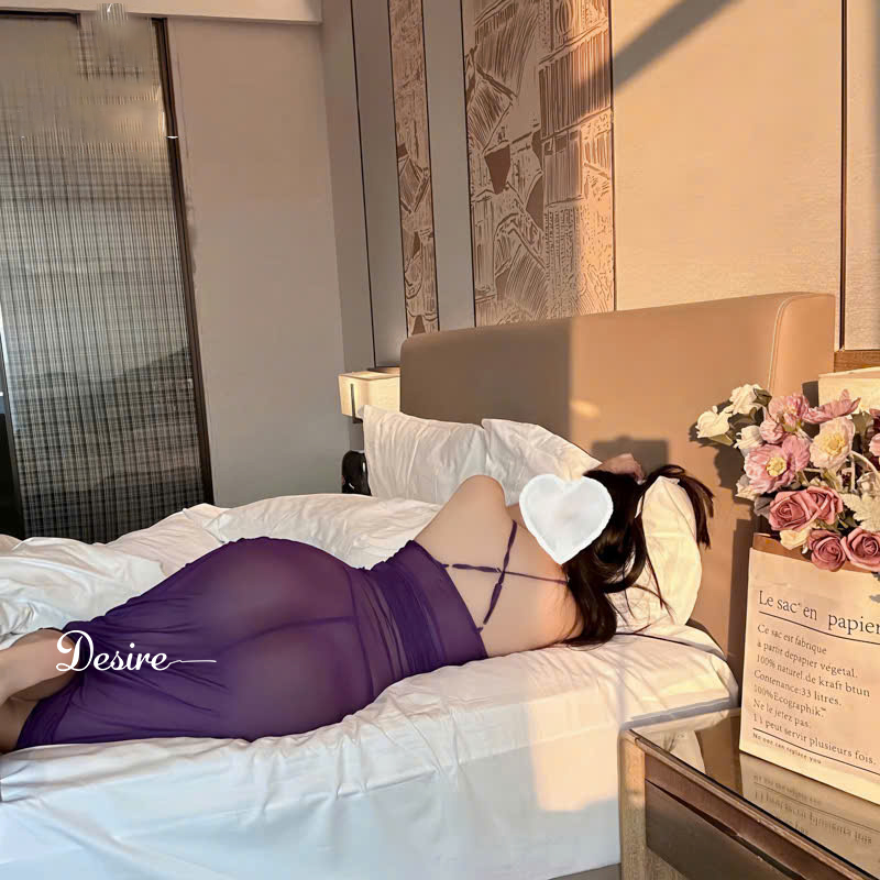 Desire Store, Váy ngủ ren xuyên thấu - Đầm ngủ dáng dài sexy gợi cảm DESIRE 9395 (Sheer lace nightgown – Sexy full-length nightdress DESIRE 9395) image 3 of 9