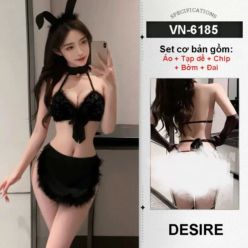 Desire Store, Set váy ngủ Cosplay CÔ NÀNG THỎ quyến rũ gợi cảm DESIRE VN-6185 - Set cơ bản image 7 of 8