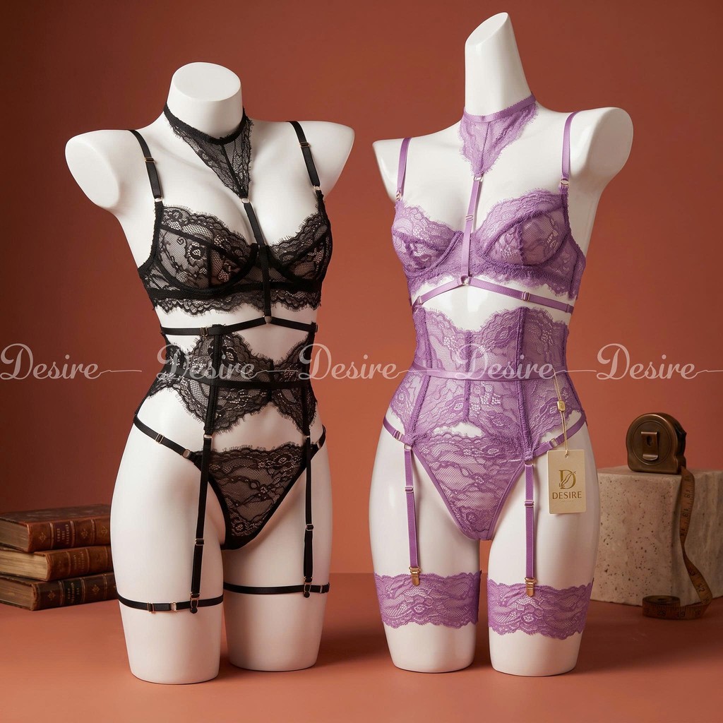 Desire Store, 6453 Bodysuit ren xuyên thấu thiết kế Corset có gọng sexy kèm đai đeo tất gợi cảm DESIRE image 6 of 20