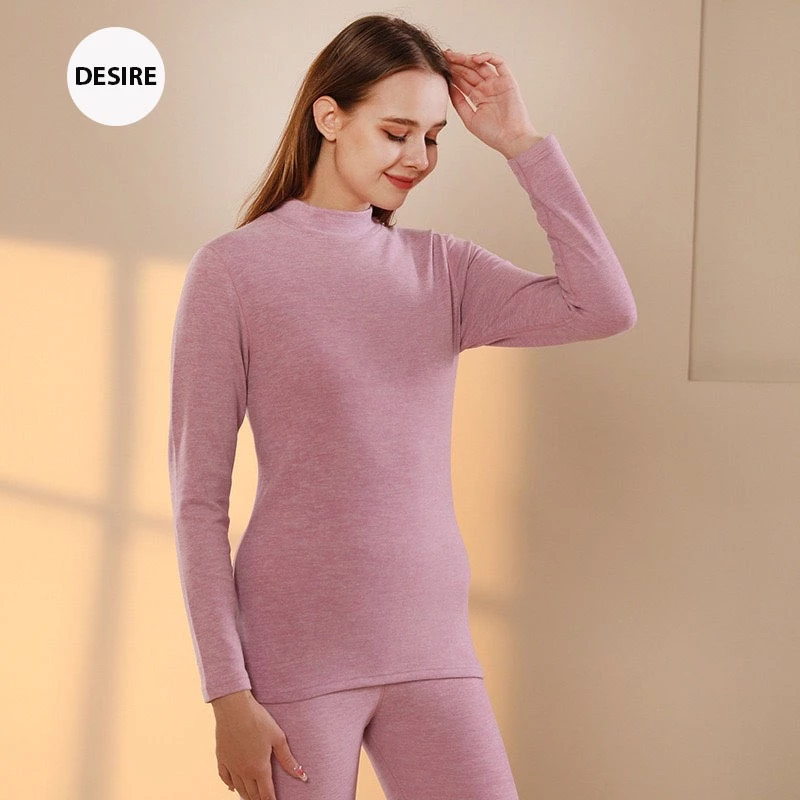 Desire Store, Bộ Giữ Nhiệt Nữ Cổ Cao Dày Ấm Áp Vải Nhung Lót Len Cashmere AGN-003 image 3 of 11